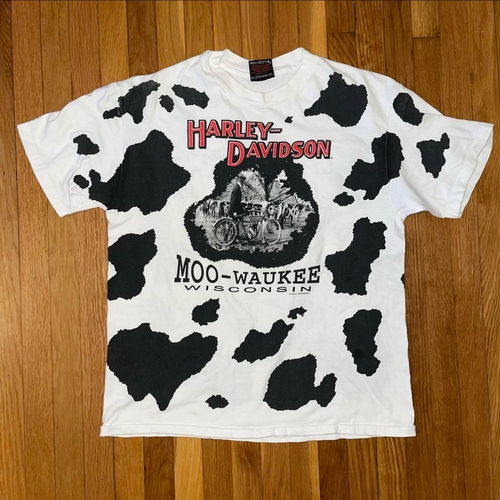 Rare 90’s cow print Harley Davidson t shirt